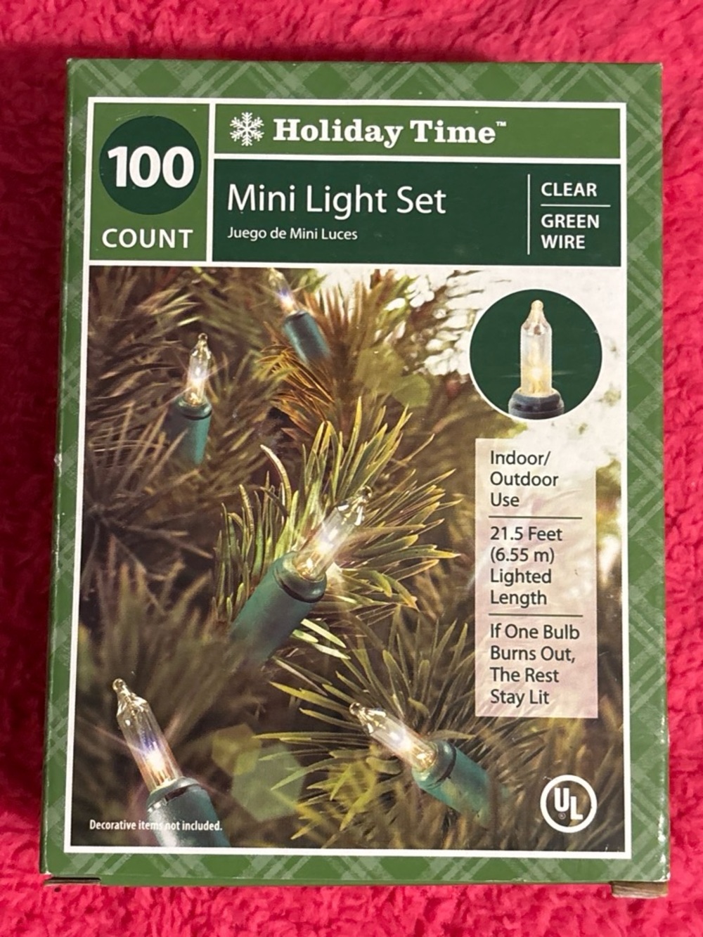 Holiday Time Clear Mini Light Set with Green Wire - 100 Count